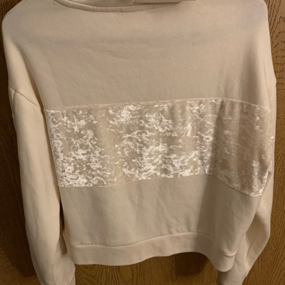 PINK Victoria’s Secret monochrome crop velvet lace up sleeve hoodie sweatshirt - Picture 5 of 10